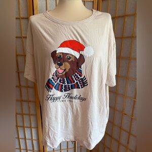 Old Navy Festive Dog Holiday T-Shirt - Cream Size XXL